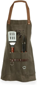 PICNIC TIME NFL BBQ Apron with Tools & Bottle Opener, (Khaki Green with Beige Accents)