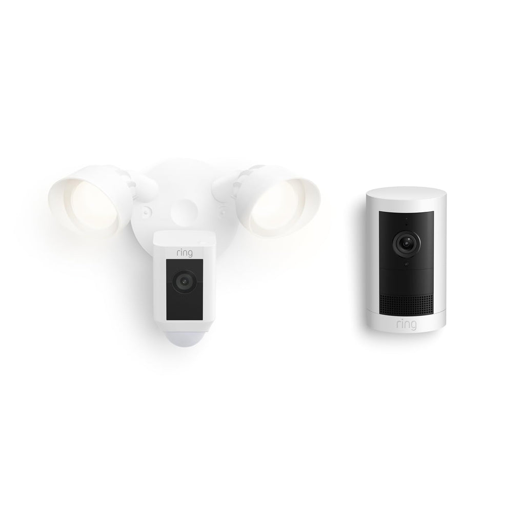 Ring Floodlight Cam Plus, Wired with Ring Outdoor Cam Plus, Battery