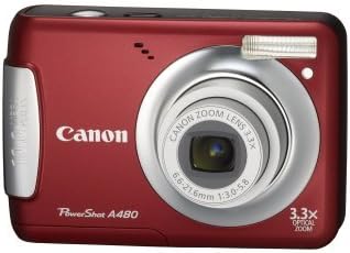 Canon PowerShot A480 10 MP Digital Camera with 3.3X Optical Zoom and 2.5-inch LCD (Deep Red) (Renewed)