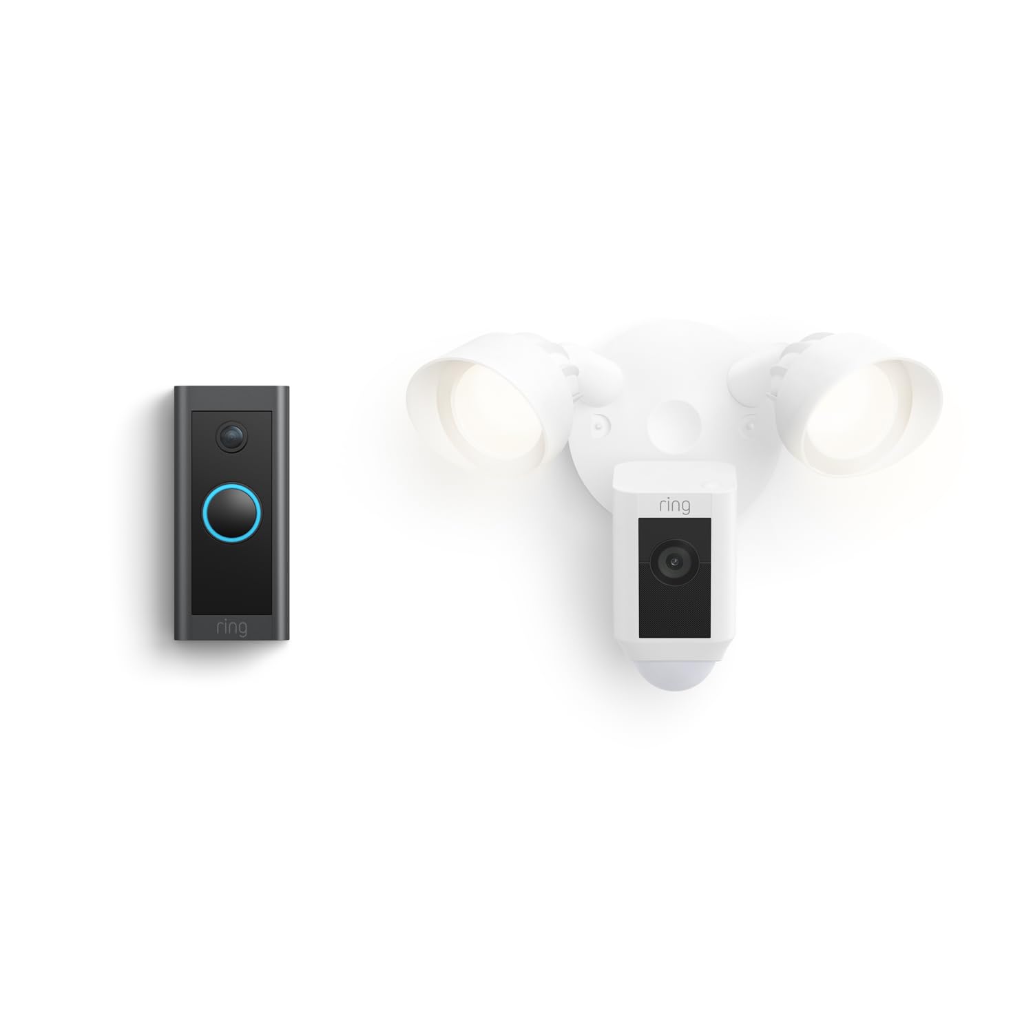 Ring Video Doorbell Wired with Ring Floodlight Cam Wired Plus