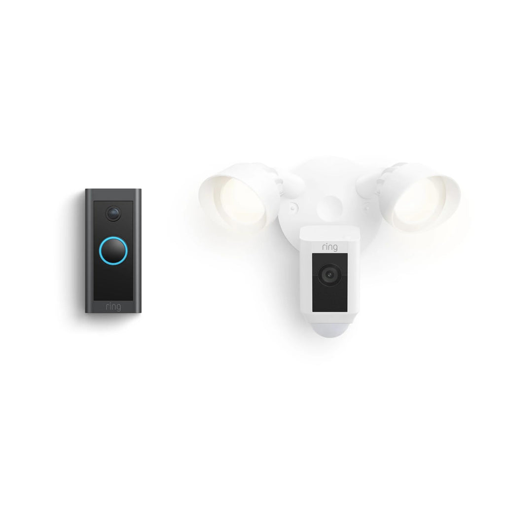 Ring Video Doorbell Wired with Ring Floodlight Cam Wired Plus