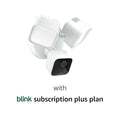 Blink Wired Floodlight Camera With 1-Year Subscription – Smart security camera, 2600 lumens, HD live view, person detection, built-in siren, Works with Alexa – 1 camera (White)