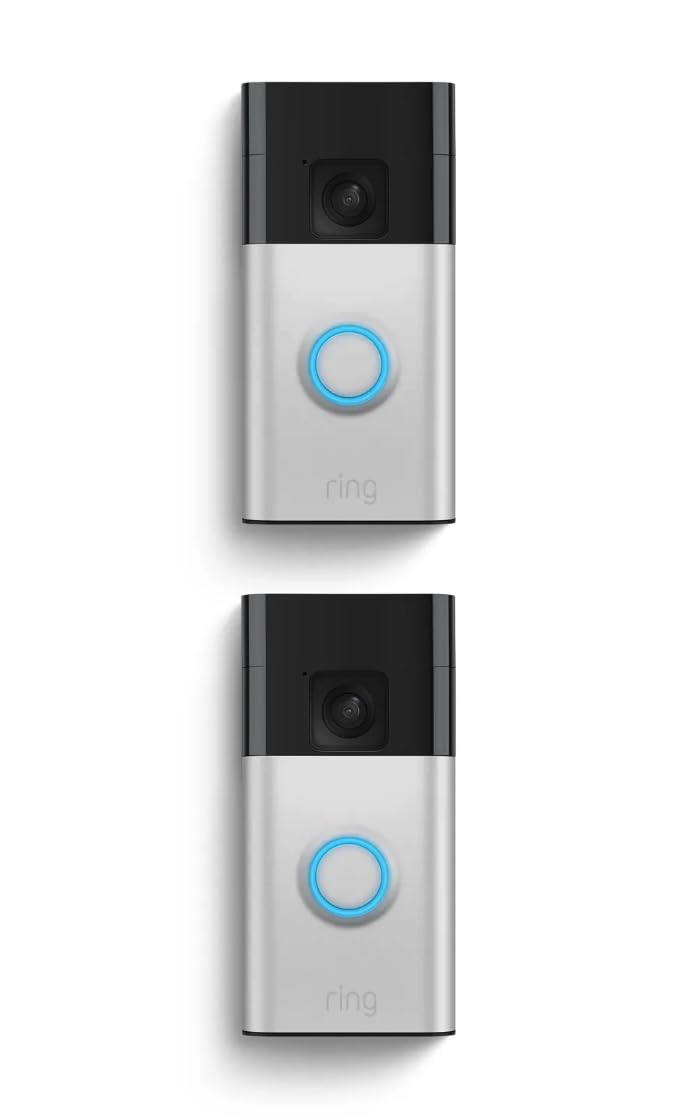 Ring Battery Doorbell, Home or business security with Head-to-Toe video, Live View with Two-Way Talk, and Motion Detection & Alerts, 2-pack, Satin Nickel