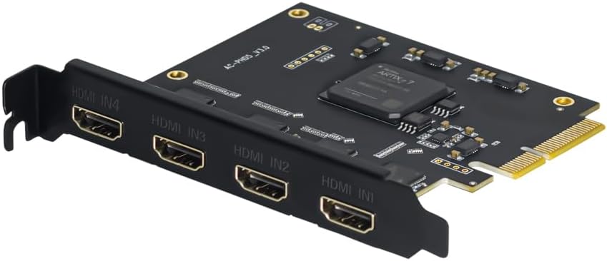 Quad HDMI PCIe Video Capture Card - Work in 4 Channels Simultaneously, Support Linux/Win11, Built-in Capture Card
