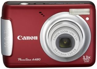 Canon PowerShot A480 10 MP Digital Camera with 3.3X Optical Zoom and 2.5-inch LCD (Deep Red) (Renewed)