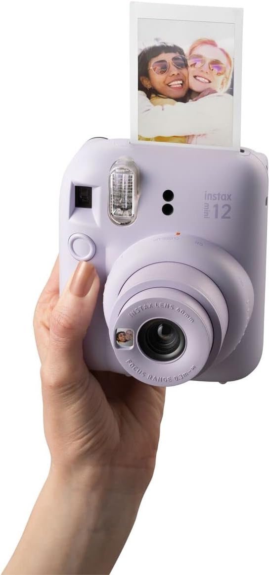 Fujifilm Instax Mini 12 Instant Camera Bundle with Fujifilm Instax Mini Instant Film Value Pack (60 Sheets) with Accessories Including Protective Case, Strap, Photo Album (Lilac Purple)