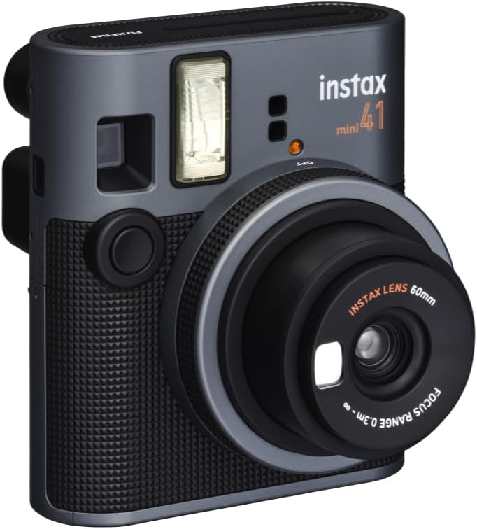 FUJIFILM INSTAX Mini 41 Instant Camera Bundle with Instax Mini Film | 20 Exposures + 4 Pack AA Batteries + Album, Borders, Stickers & Clips + Cleaning Cloth (5 Items)