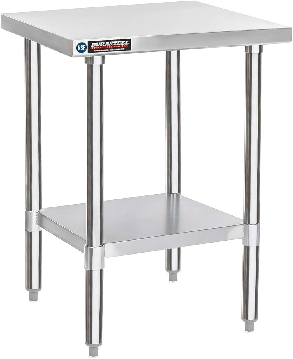 DuraSteel 30x24 Stainless Steel Work Table - NSF Commercial Prep Metal Table - Outdoor Pizza Oven Stand w/Under Shelf - Kitchen Island Laundry Utility Garage Microwave Stand Large Rolling Storage Cart