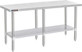DuraSteel 24x84 Stainless Steel Work Table - NSF Commercial Prep Metal Table - Outdoor Pizza Oven Stand w/Under Shelf - Kitchen Island Laundry Utility Garage Microwave Stand Large Rolling Storage Cart