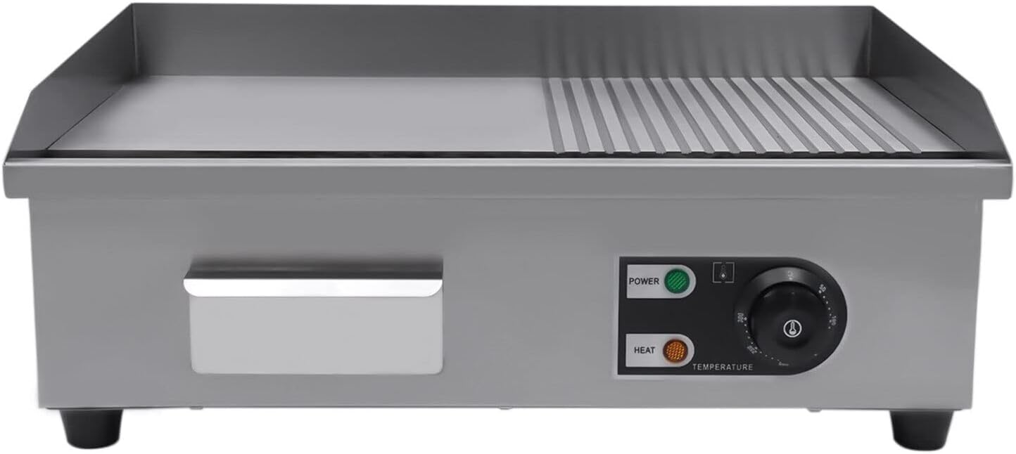 22'Commercial Electric Griddle Electric Countertop Griddle 1600W Restaurant Grill BBQ Flat Top 410 Stainless Steel Long Griddle Electric Nonstick Adjustable Thermostatic Control for Kitchen 110V