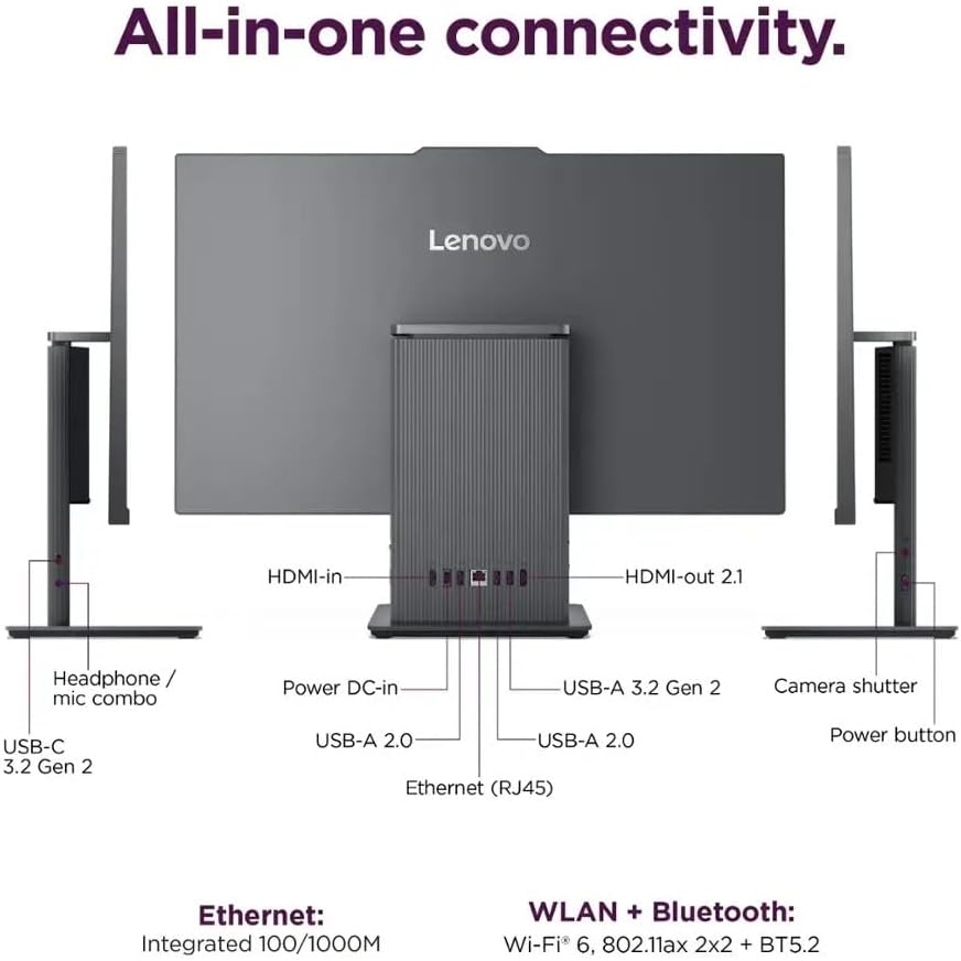 Lenovo IdeaCentre All-in-One Desktop Computer, 24' FHD Display, 6-core AMD Ryzen 5 7535HS, 32GB DDR5, 1TB SSD, Wi-Fi 6, HDMI in&Out, Wireless KB&Mouse, Windows 11 Home