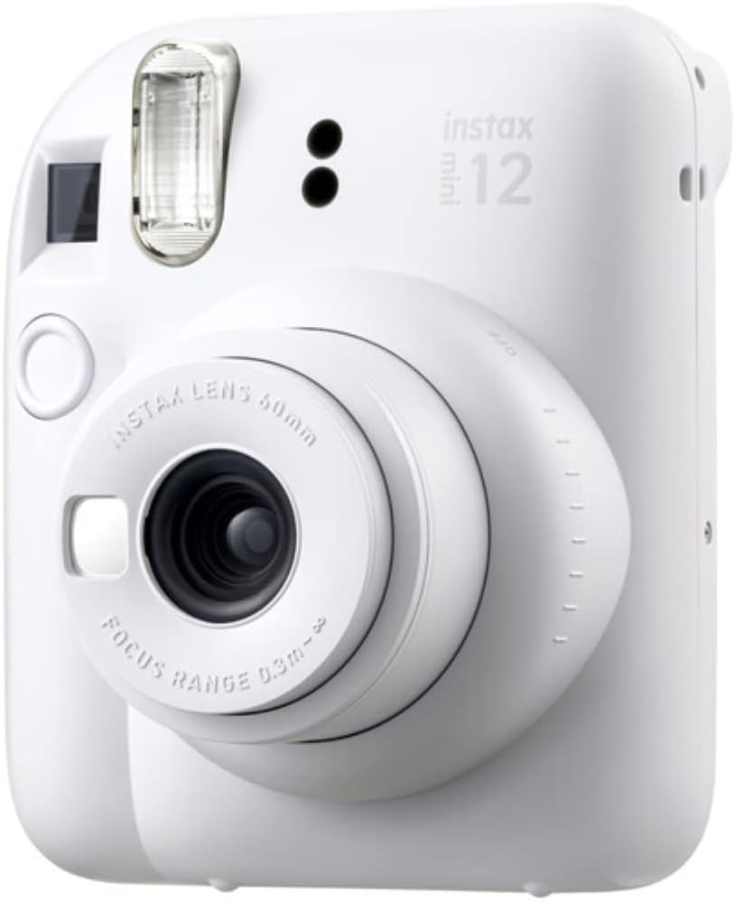 FUJIFILM INSTAX Mini 12 Instant Film Camera | Clay White Bundled with INSTAX Mini Instant Film |40 Exposures + Instax Accessory Bundle + AA Batteries + Cleaning Cloth (10 Items)
