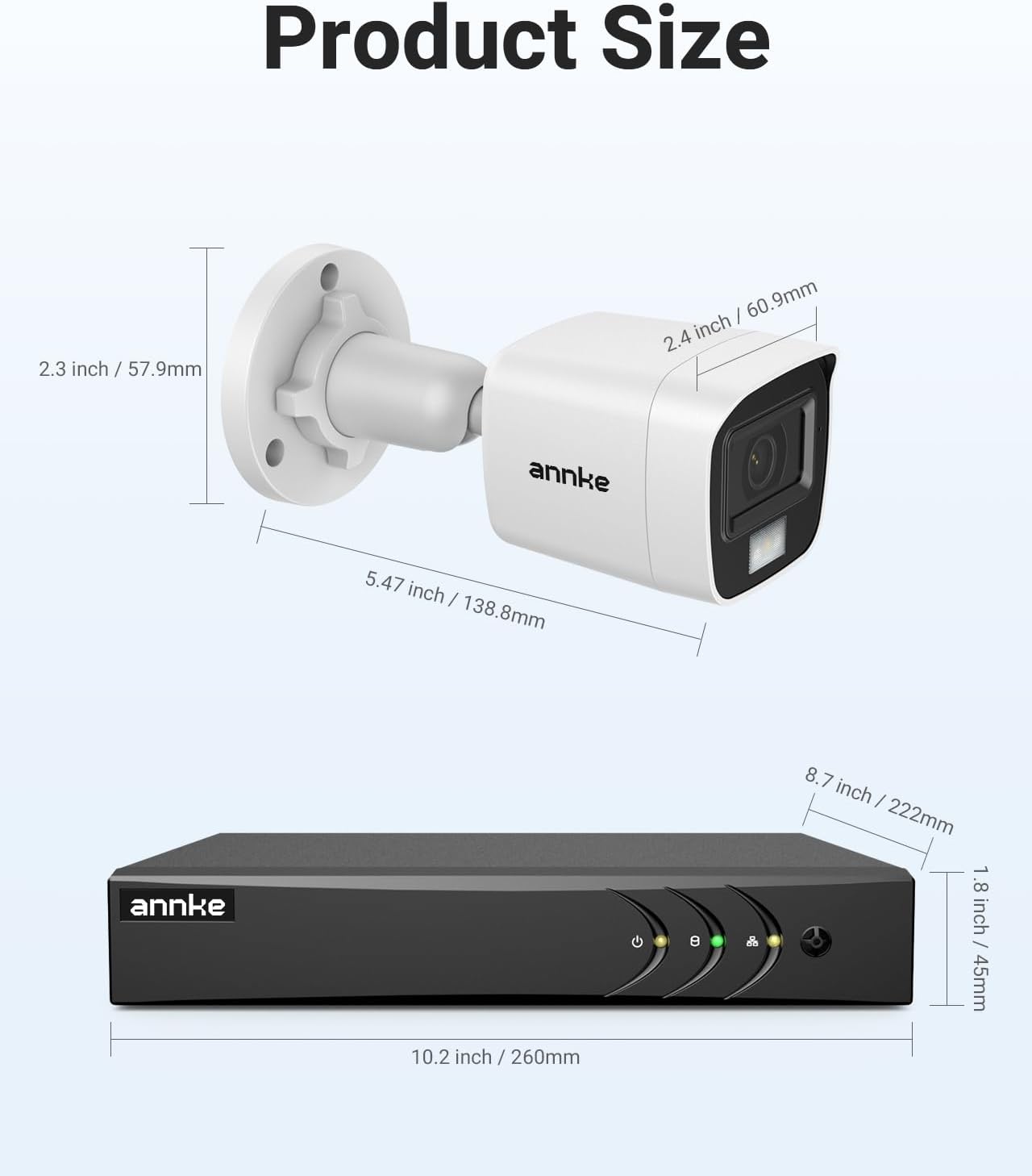 ANNKE Home Wired Camera Security System with Audio, 8CH 3K Lite H.265+ AI DVR with 1 TB Hard Drive and 8 X 1080P IP67 Weatherproof Cameras with Dual Light, Human/Vehicle Detection, Color Night Vision