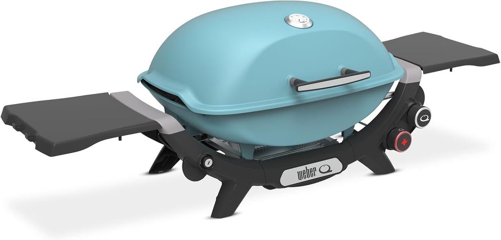 Weber Q 2800N+ Liquid Propane Portable Grill, Sky Blue – Wide 250°–700°F Temp Range with Plus Burner for Searing, Low‑Temp Roasting & High-Dome Lid for Travel & Camping