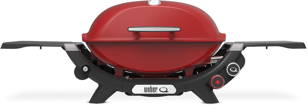 Weber Q 2800N+ Liquid Propane Portable Grill, Flame Red – Wide 250°–700°F Temp Range with Plus Burner for Searing, Low‑Temp Roasting & High-Dome Lid for Travel & Camping