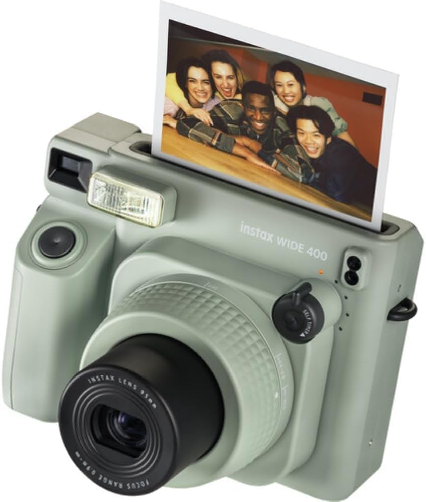 Fujifilm Instax Wide 400 Instant Camera (Sage Green) + INSTAX Wide Film (20 Exposures) + Shutter Accessories Bundle – Carrying Case, 80-Pocket Green Photo Album