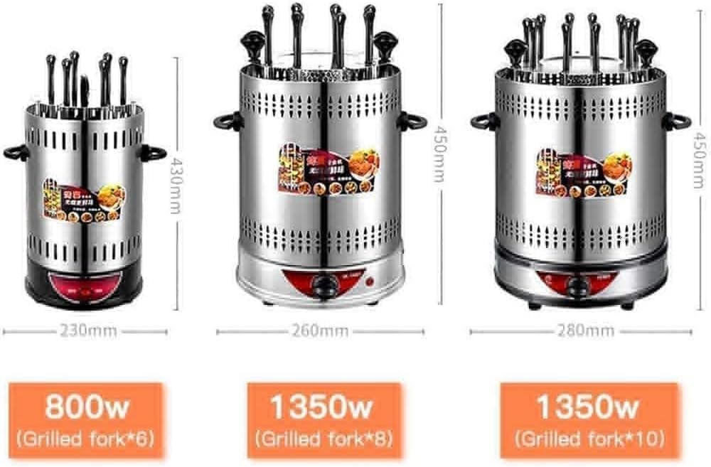 Electric Vertical Rotating Barbecue Grill - Smokeless Automatic Rotisserie for Kebab, Skewers & Roast, Ideal for Home Parties(Size:260mm)