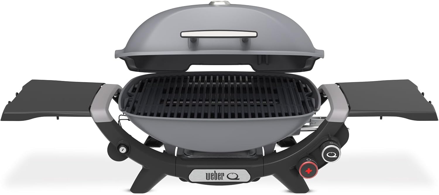 Weber Q 2800N+ Liquid Propane Portable Grill, Smoke Grey – Wide 250°–700°F Temp Range with Plus Burner for Searing, Low‑Temp Roasting & High-Dome Lid for Travel & Camping