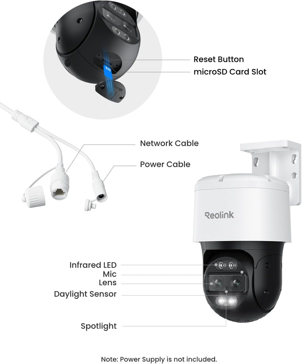 REOLINK PTZ Security Camera System 4K, IP PoE 360 Camera with Dual-Lens, Auto 6X Hybrid Zoomed Tracking, 355 Pan & 90 Tilt, Outdoor Surveillance, AI Detection, TrackMix PoE