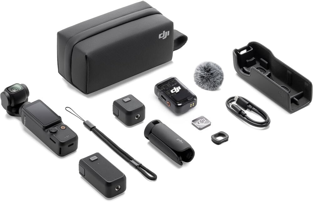 DJI Osmo Pocket 3 Creator Combo, 1'' CMOS, 4K Resolution/120fps Vlog Camera, 3-Axis Stabilization Bundle + Accessories Including 128GB Extreme Card, Editing Software Package, Starter Kit
