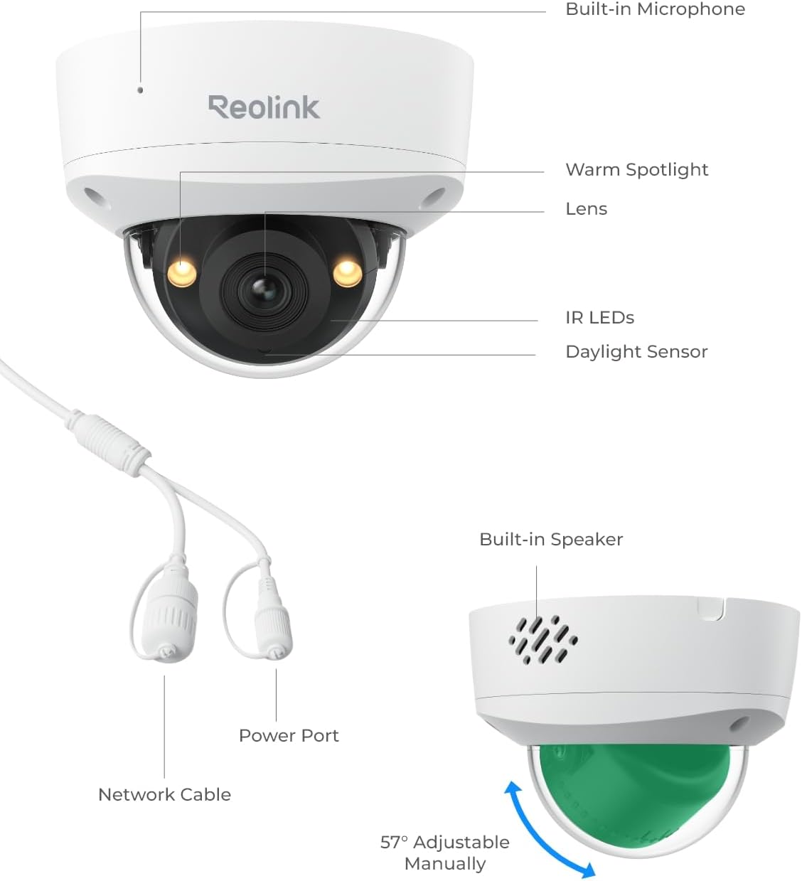 REOLINK 4K/8MP PoE IP Security Camera, Turret Surveillance, Color Night Vision with 3000K Spotlights, IK10 Vandal Proof, Human/Vehicle/Pet Detection, up to 512GB microSD Card, RLC-840A, No PT Support