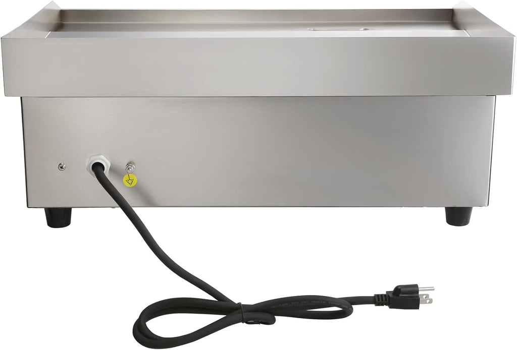 VEVOR Commercial Electric Griddle, 22', 1600W Countertop Flat Top Griddle, Stainless Steel Teppanyaki Grill w/Iron Cooking Plate, 122-572℉ Adjustable Temp Control 2 Shovels & Brushes, 110V