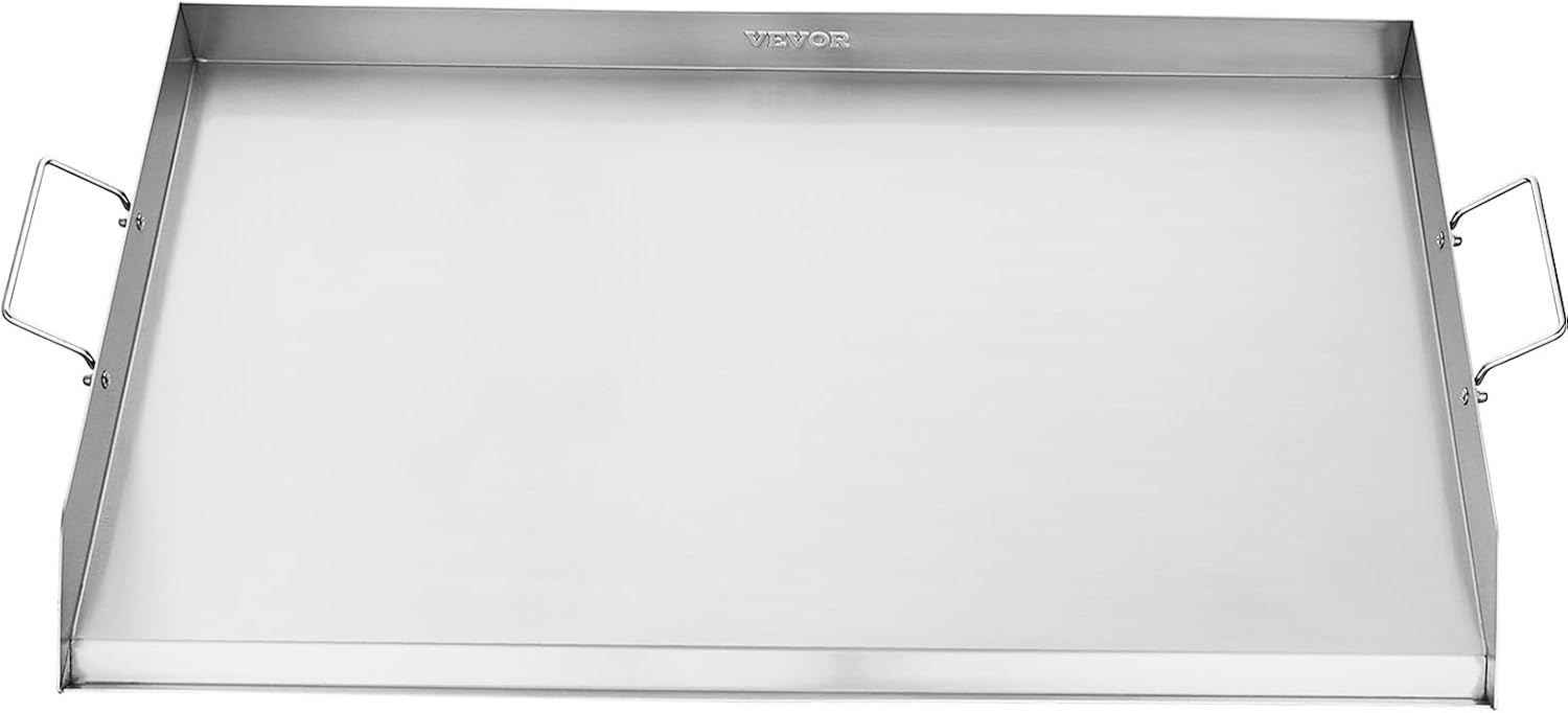 VEVOR Stainless Steel Griddle, 36x22 inch Universal Flat Top Rectangular Plate, Gas Grill Griddle for BBQ Grill, Teppanyaki, Portable Family Cookware with Handle, for Camping Tailgating Party