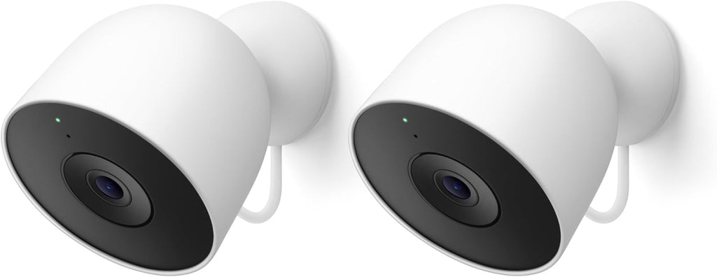 Google Nest Cam Outdoor (Wired, 2nd Gen) - 2 Pack - Security Camera with 2K Video and Gemini, Night Vision, 2-Way Audio - Works with Google Home - 2025 Model - Snow