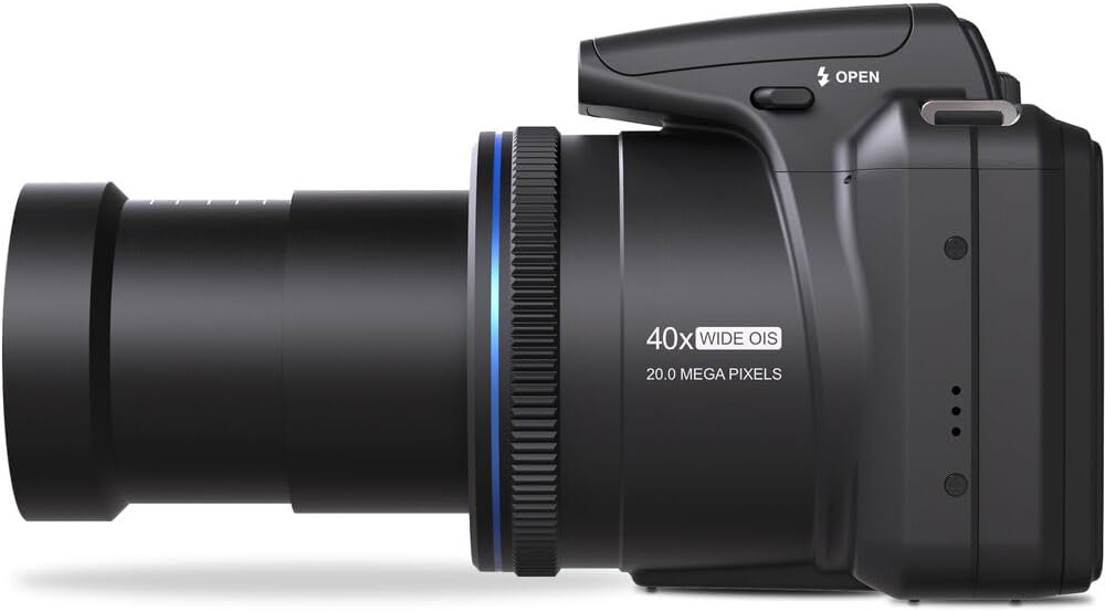 MINOLTA MN40Z 20 Mega Pixels 40x Optical Zoom Digital Camera with 1080p FHD Video, Black, Bundle with 64GB Memory Card + Vlog Tripod + 4xAA Battery with Charger + Accessories