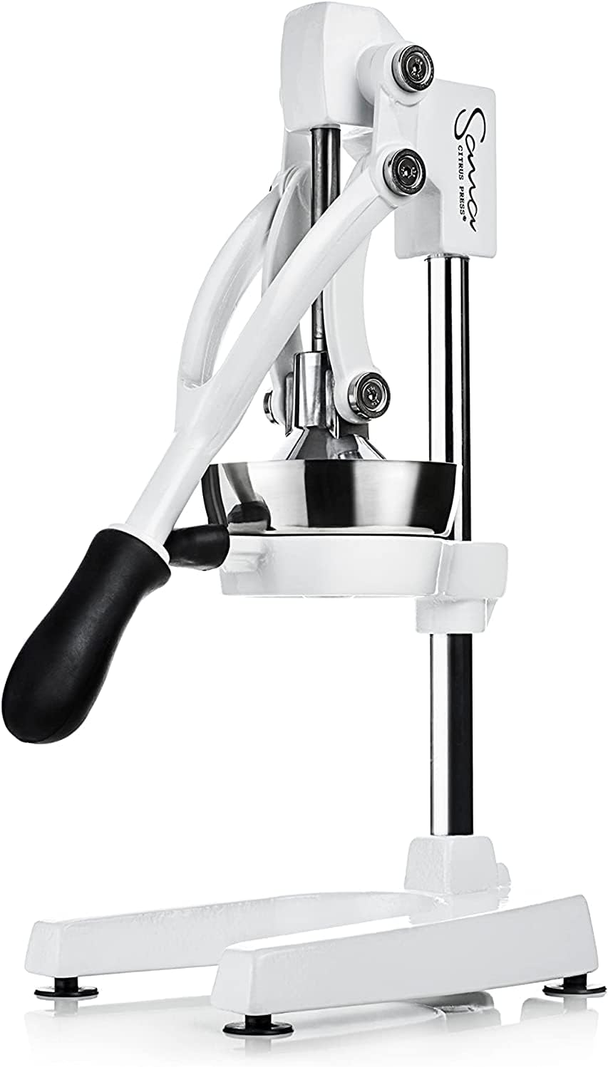 SANA Commercial Citrus Press Heavy-Duty Manual Press Juicer For All Types of Citrus, Max Extraction | Orange, Lemon, Lime, and Pomegranate Squeezer | 15 Year Warranty | White