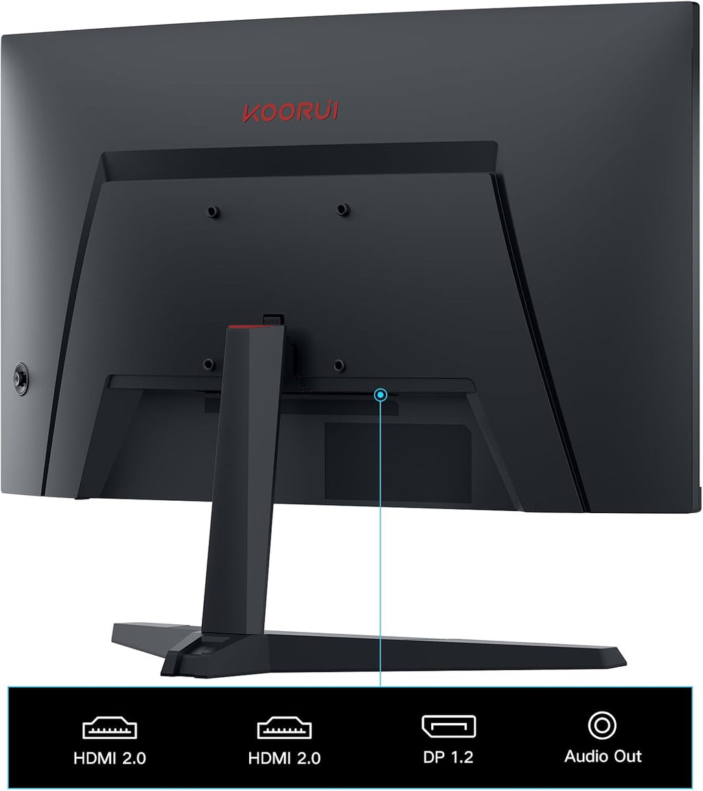 KOORUI 24 inch Curved Gaming Monitor 180Hz FHD 1080P Computer Monitor, 1ms 1500R Display, Adaptive Sync, FreeSync Premium, HDMI 2.0X2 & DP 1.2, VESA, Tilt, 24E6CA