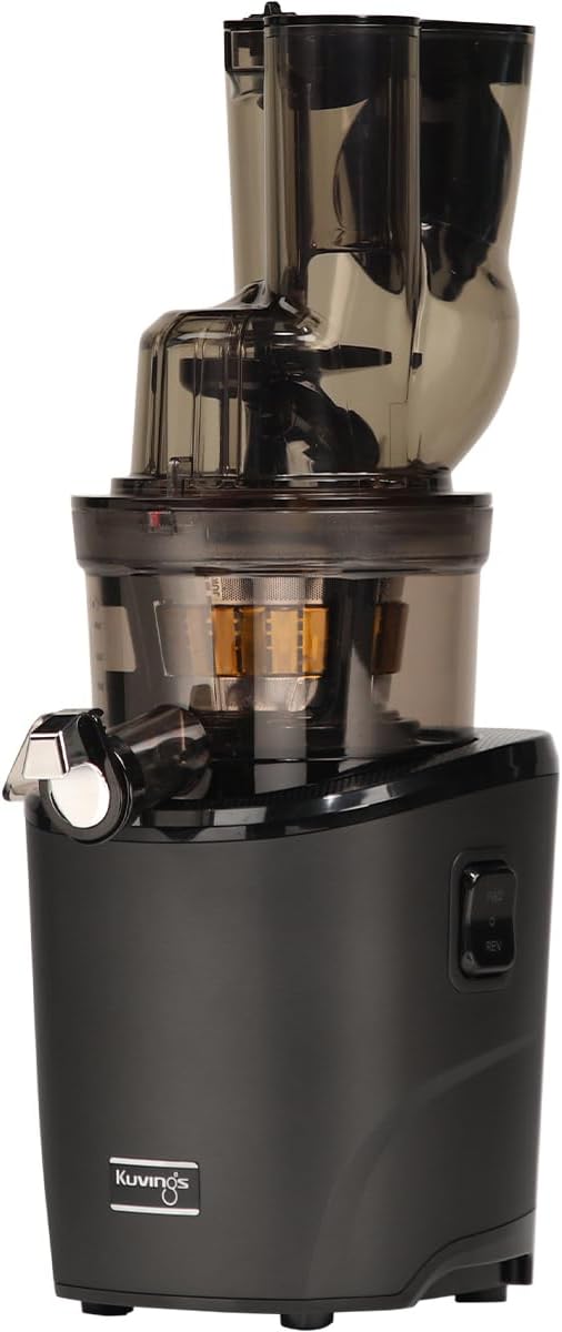 Kuvings Whole Slow Juicer REVO830 Cold Press Masticating Juicer Machine - Extra Wide 88mm & 48mm Food Chutes - Quiet Strong Motor Auto-Cut Fruits & Veggies - Smoothie Sorbet Attachment - Matte Black
