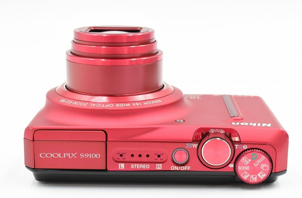 Nikon COOLPIX S9100 12.1 MP CMOS Digital Camera with 18x NIKKOR ED Wide-Angle Optical Zoom Lens and Full HD 1080p Video (Red)