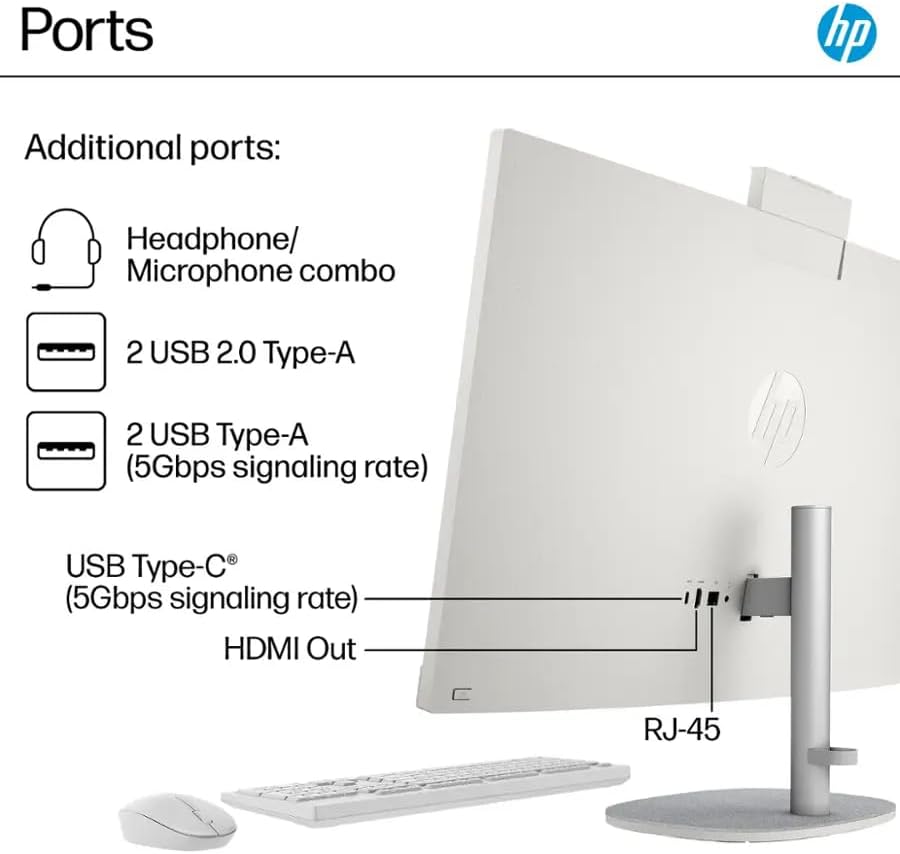HP 27' FHD Touch-Screen All-in-One Computer, 12-Cores Intel Core Ultra 7, 64GB DDR5 RAM 2.5TB Storage (2TB SSD+512GB Docking Station Set), Windows 11, White