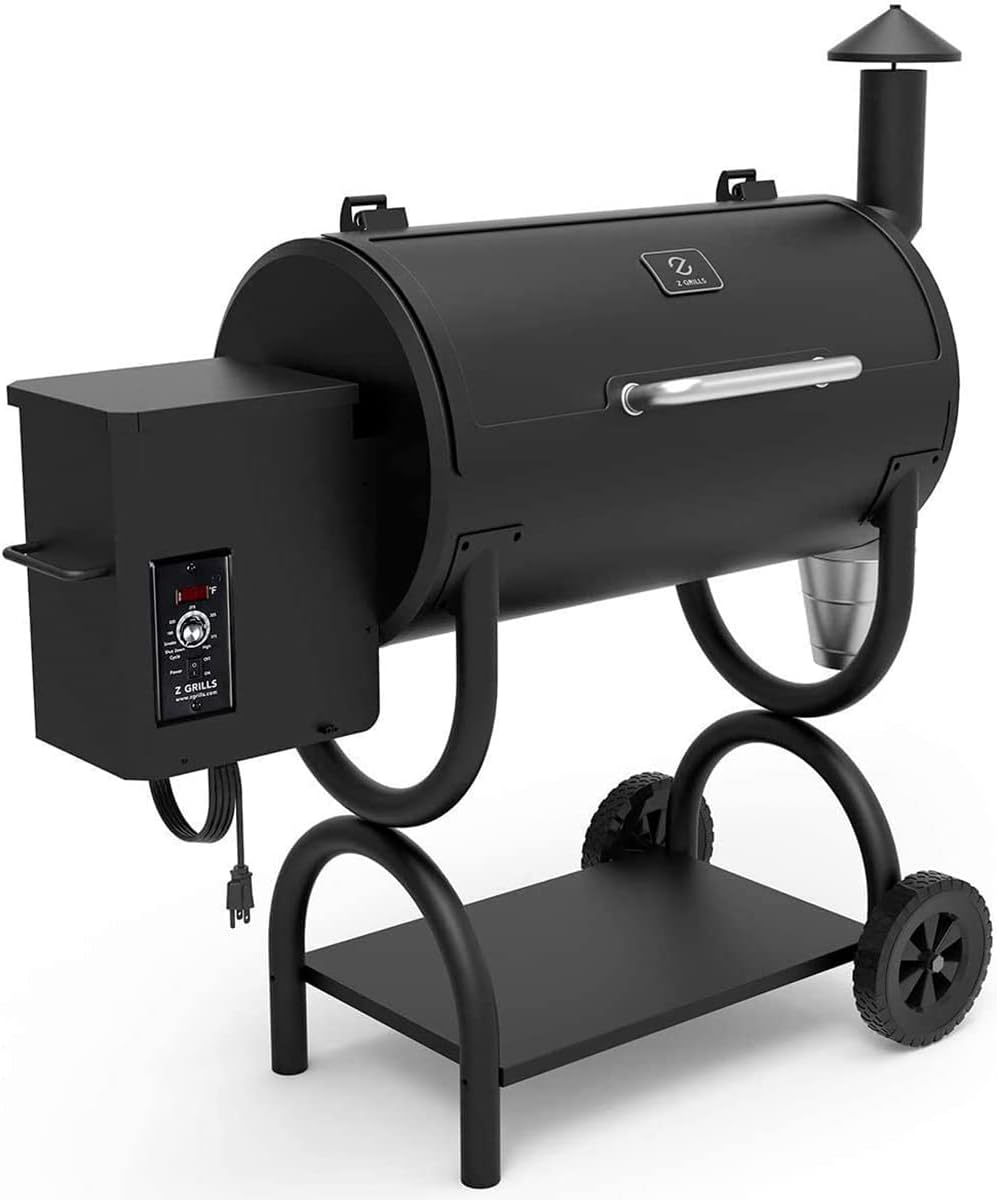 Z GRILLS ZPG-550B 2022 Upgrade Wood Pellet Grill & Smoker 8 in 1 BBQ Auto Temperature Control, Cooking Area, 550 sq in Black
