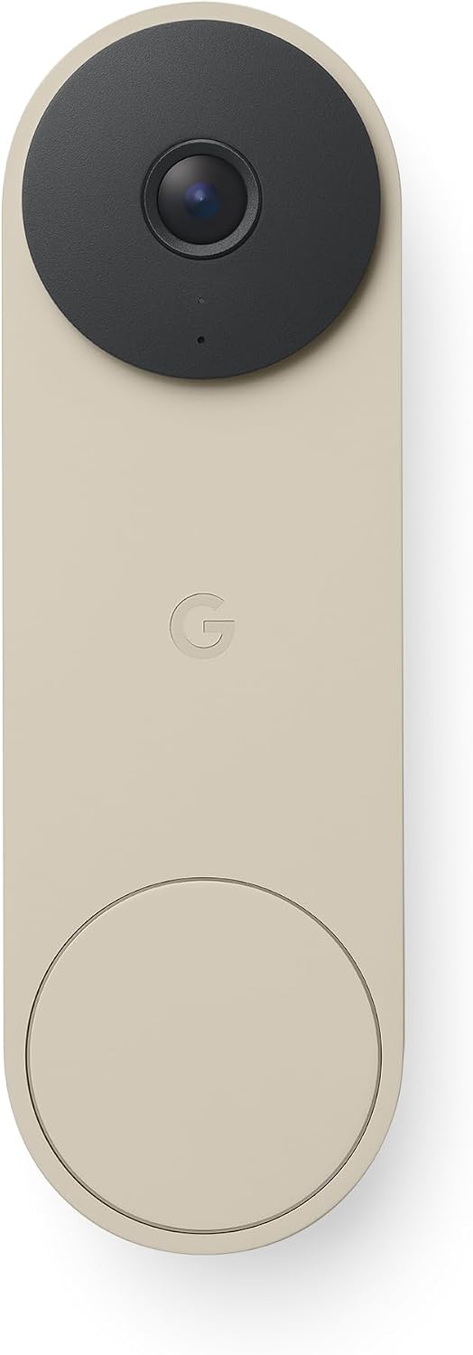 Google Nest Doorbell (Wired, 3rd Gen) - 2K Video and Gemini, Live View, Night Vision, 2-Way Audio - Works with Google Home - 2025 Model - Linen