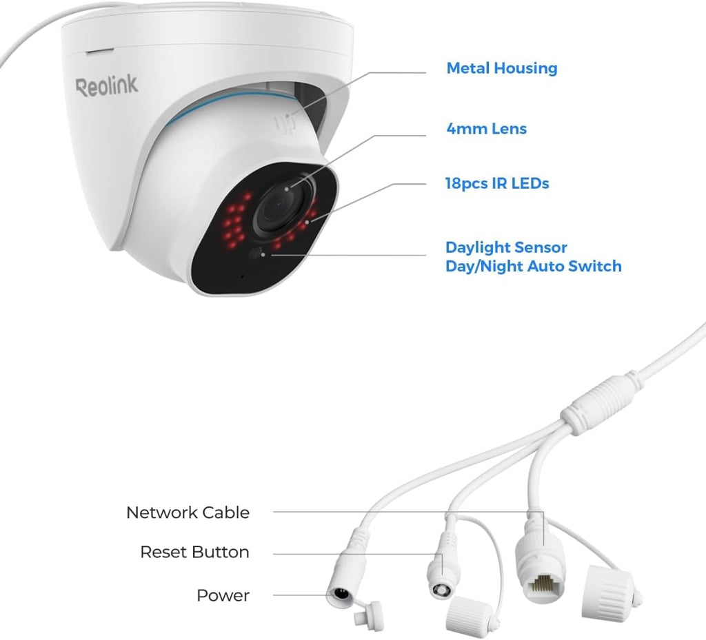 REOLINK 5MP PoE Security Camera, Surveillance Outdoor Indoor for home, Person/Vehicle/Pet Detection, Time-Lapse, Work with Smart Home, 100ft IR Night Vision, Support 512GB SD Card, RLC-520A(Pack of 2)