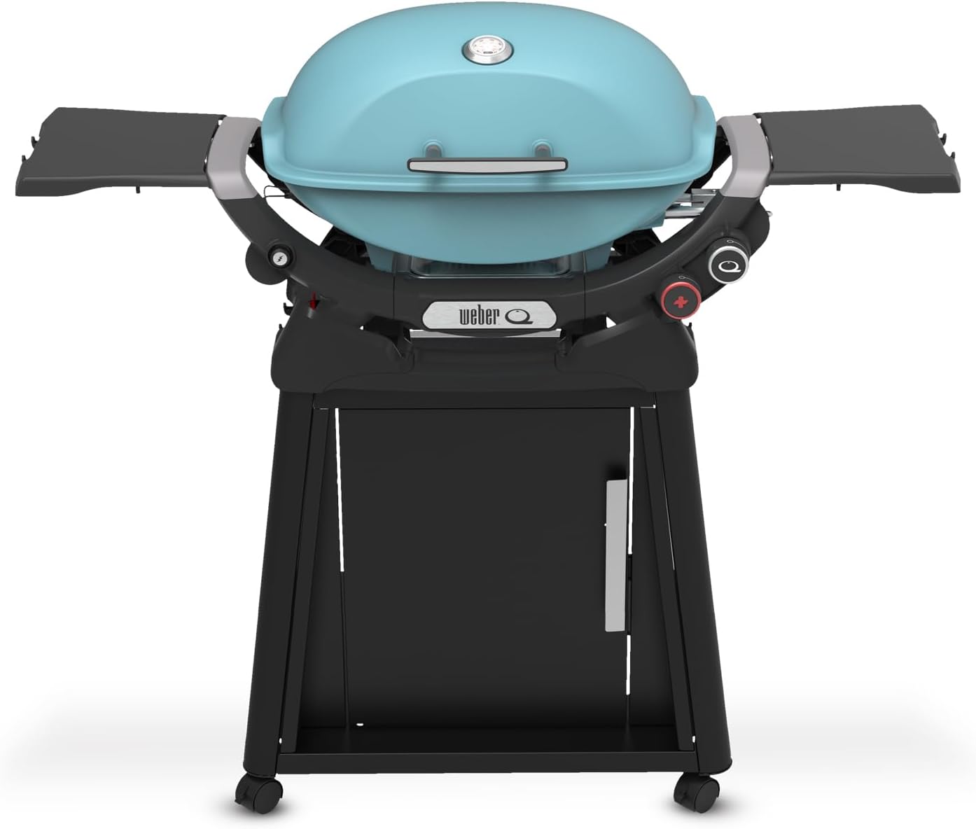 Weber Q 2800N+ Liquid Propane Grill with Stand, Sky Blue – Wide 250°–700°F Temp Range with Plus Burner for Searing, Low‑Temp Roasting & High-Dome Lid