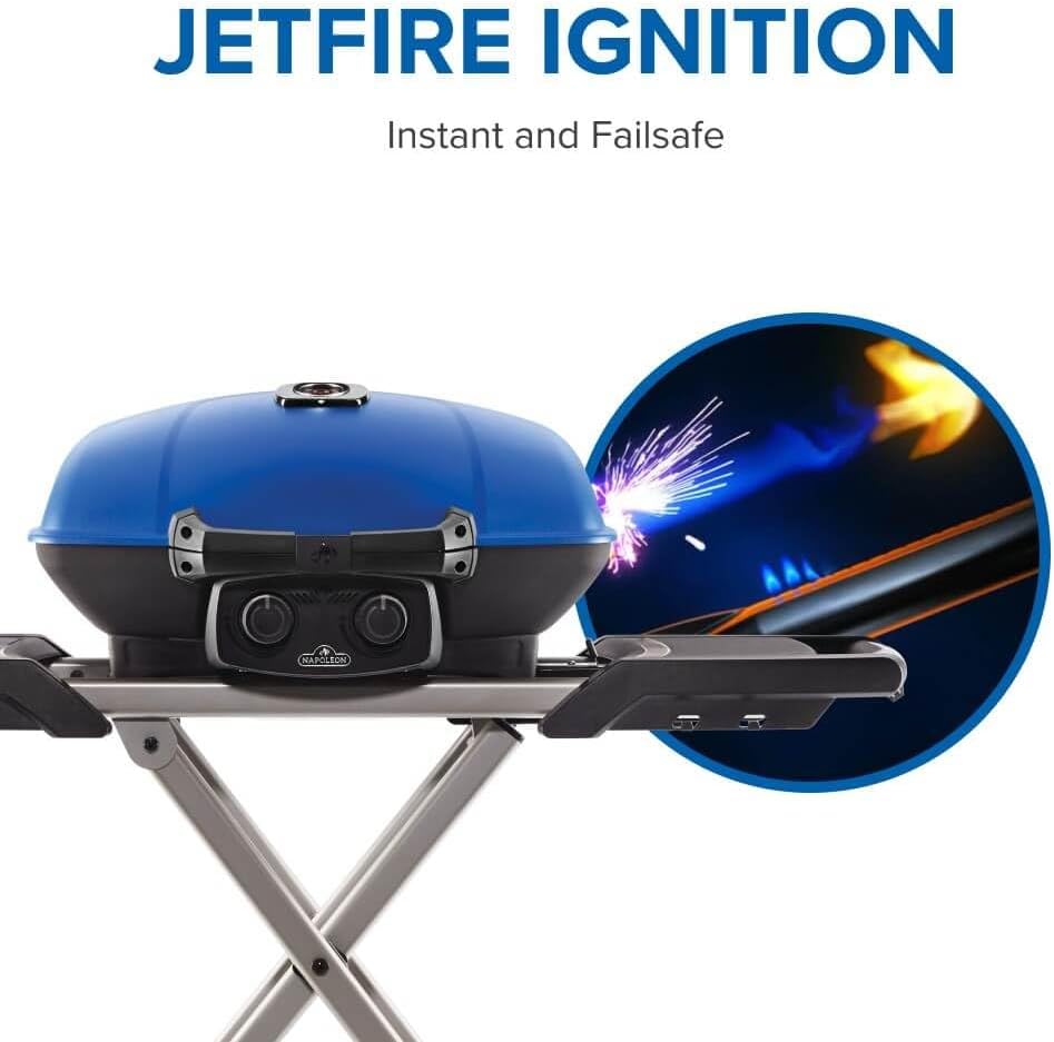 Napoleon TQ285XBL1 Propane Gas Grill, 285 sq. in (Scissor Cart), Blue