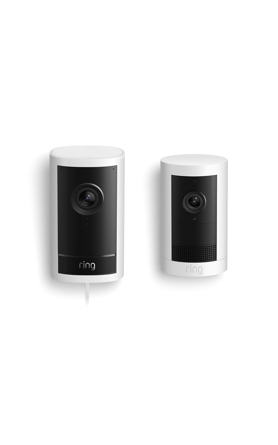 Ring Outdoor Cam Pro, Plug-In (Newest Model), White with Outdoor Cam Plus, Battery, White