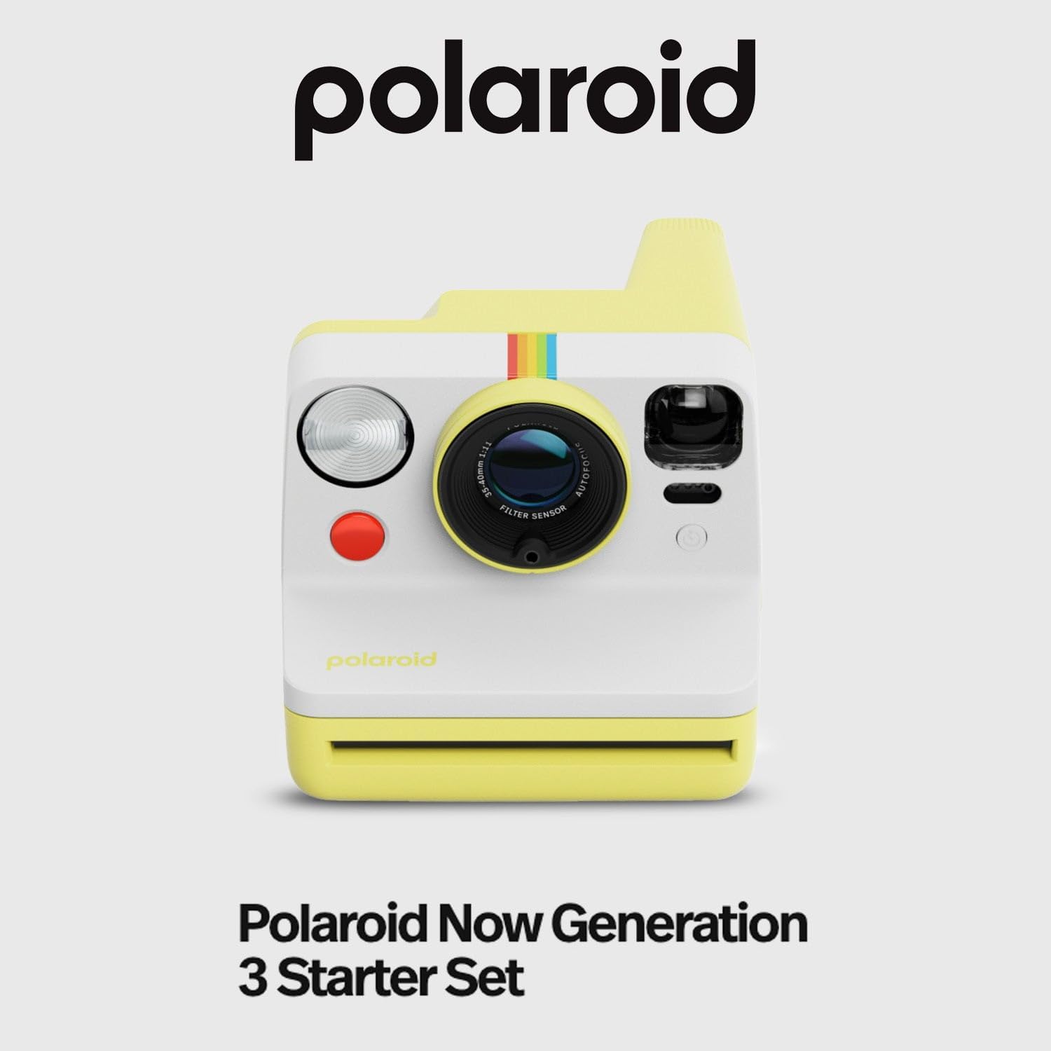 Polaroid Now Generation 3 Analog Instant Camera with Two-Lens Autofocus System (Yellow) Bundle with Film Kit and Polaroid B and W Film for i-Type Cameras (3 Items)