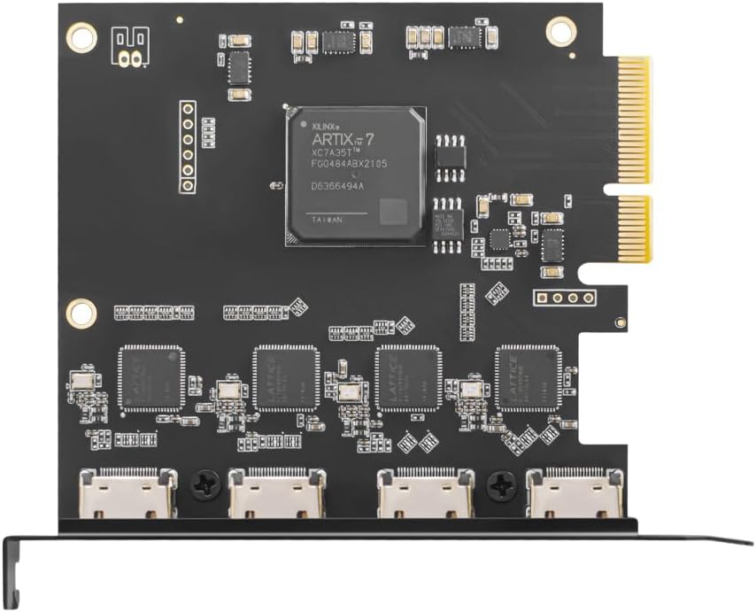 Quad HDMI PCIe Video Capture Card - Work in 4 Channels Simultaneously, Support Linux/Win11, Built-in Capture Card