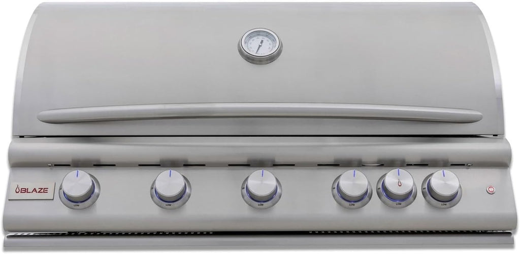 Blaze Premium LTE+ 40-Inch 5-Burner Built-In Propane Gas Grill | Stainless Steel Outdoor BBQ with Rear Infrared Burner, LED Control Knobs & Lift-Assist Hood | BLZ-5LTE3-LP