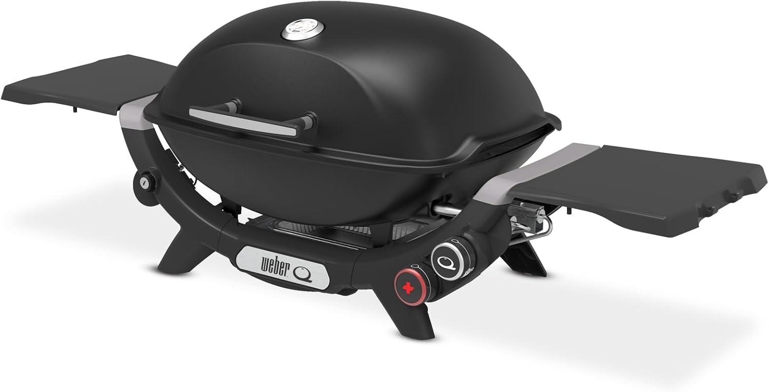 Weber Q 2800N+ Liquid Propane Portable Grill, Midnight Black – Wide 250°–700°F Temp Range with Plus Burner for Searing, Low‑Temp Roasting & High-Dome Lid for Travel & Camping