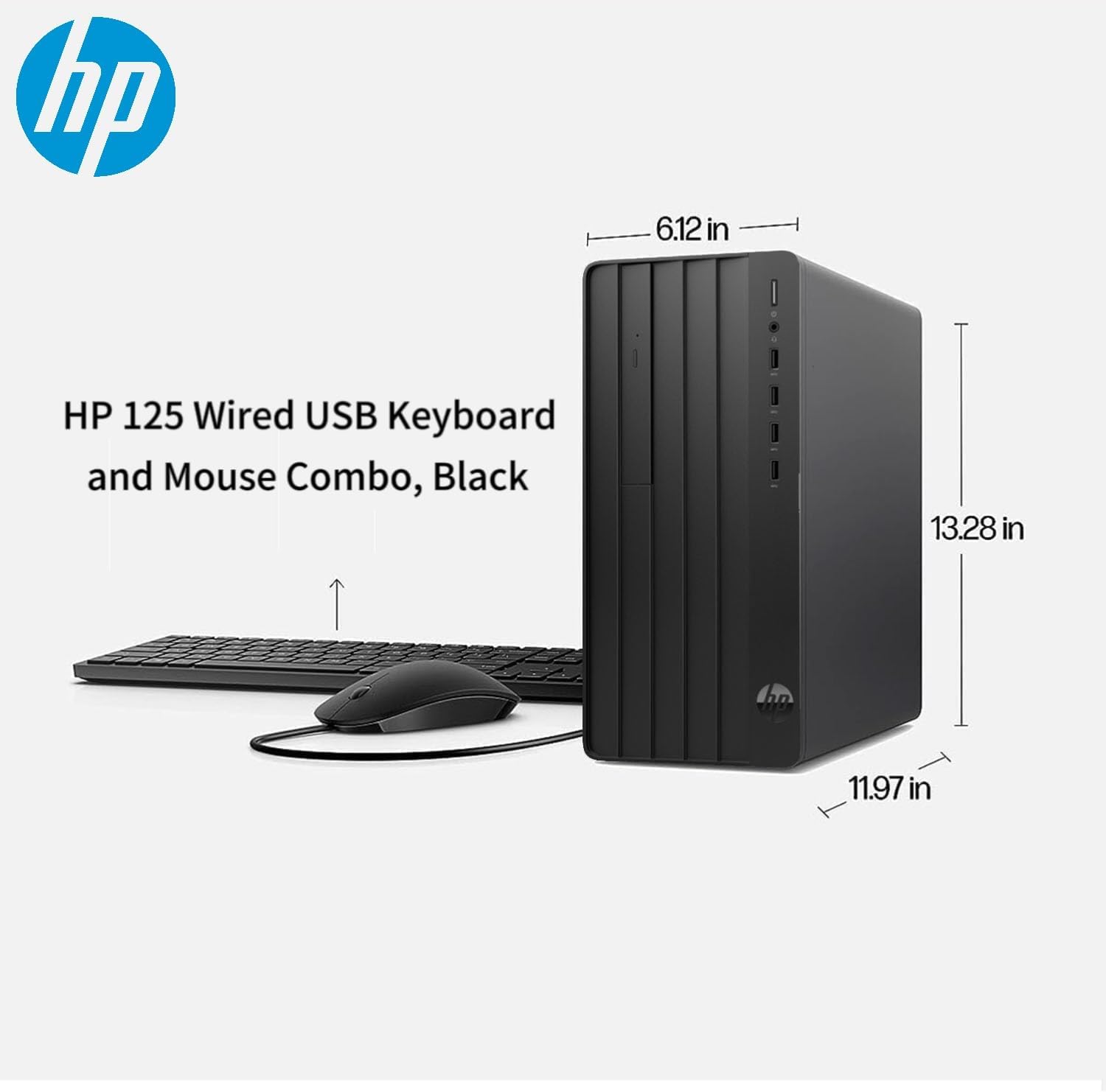 HP 2024 Business Tower Desktop | 12th Gen Intel Processor | HDMI | VGA | DVD-RW | Wi-Fi | 2-Monitor Support | Windows 11 Pro (Intel i3 Processor, 32GB RAM | 1TB SSD + 1TB HDD)