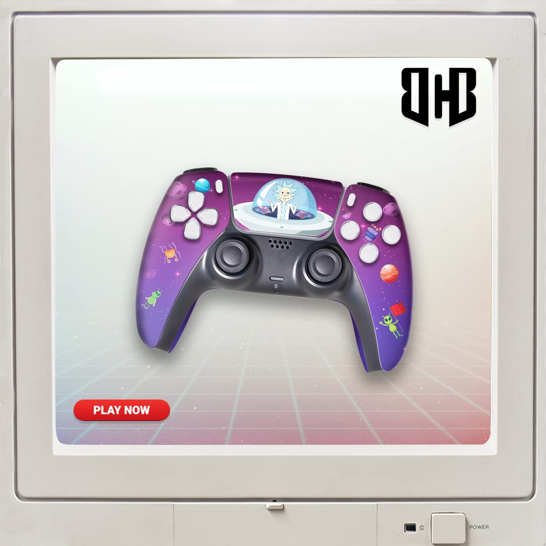 Ricky - Morty Custom PS-5 Controller Wireless compatible with Play-Station 5 Console by BCB Controllers | Proudly Customized in USA with Permanent HYDRO-DIP Printing (NOT JUST A SKIN) (MODDED)