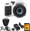 Kodak PIXPRO Astro Zoom AZ425 20MP Digital Camera (White) Bundle with 32GB SD Card, Rechargeable Battery and Charger Kit, Camera Case and Accessory Kit (4 Items)