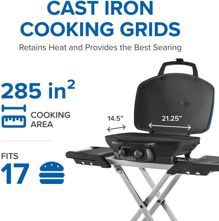Napoleon TQ285XBL1 Propane Gas Grill, 285 sq. in (Scissor Cart), Blue