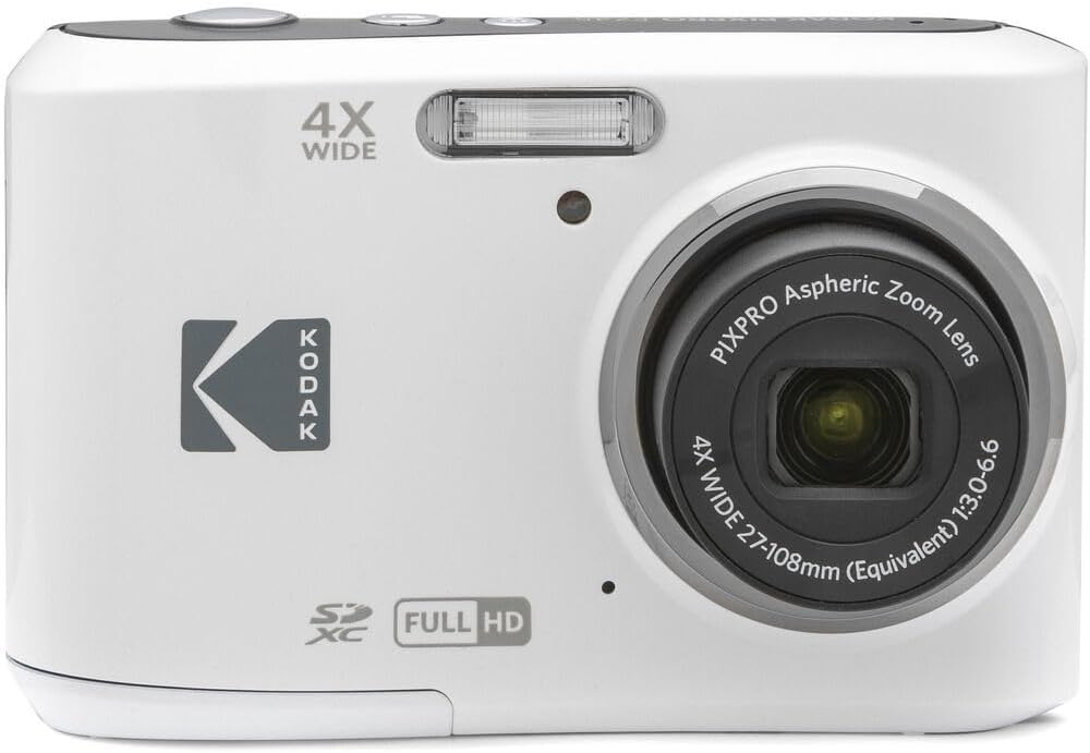 Kodak Pixpro FZ45 Digital Camera Bundle, Includes: SanDisk 32GB Memory Card, Spare Batteries, Hard Shell Camera Case and Card Reader (5 Items) (White)