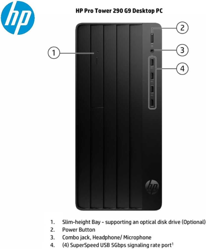HP 2024 Business Tower Desktop | 12th Gen Intel Processor | HDMI | VGA | DVD-RW | Wi-Fi | 2-Monitor Support | Windows 11 Pro (Intel i3 Processor, 32GB RAM | 1TB SSD + 1TB HDD)